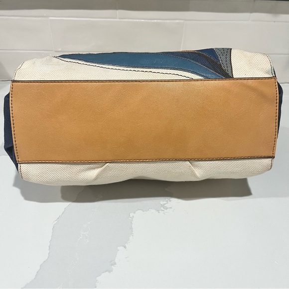 RELIC Floral Canvas and Tan Leather Trim with Wooden Handles Shoulder Bag - Picture 9 of 14